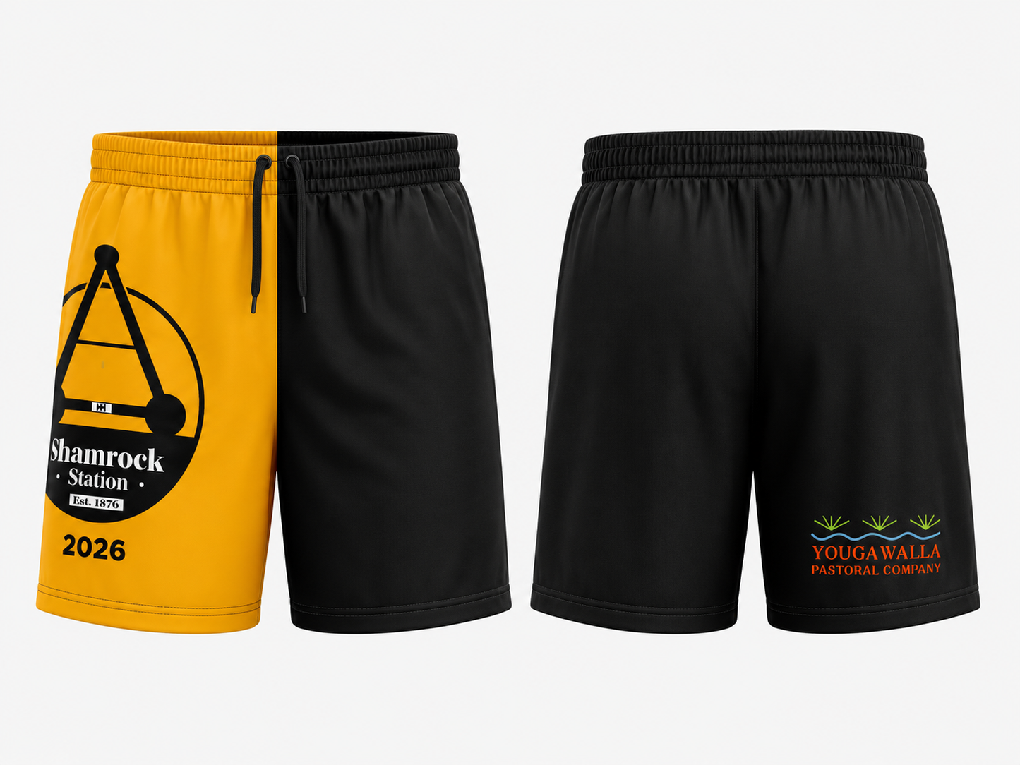 Shamrock Station Footy Shorts - Yellow Black