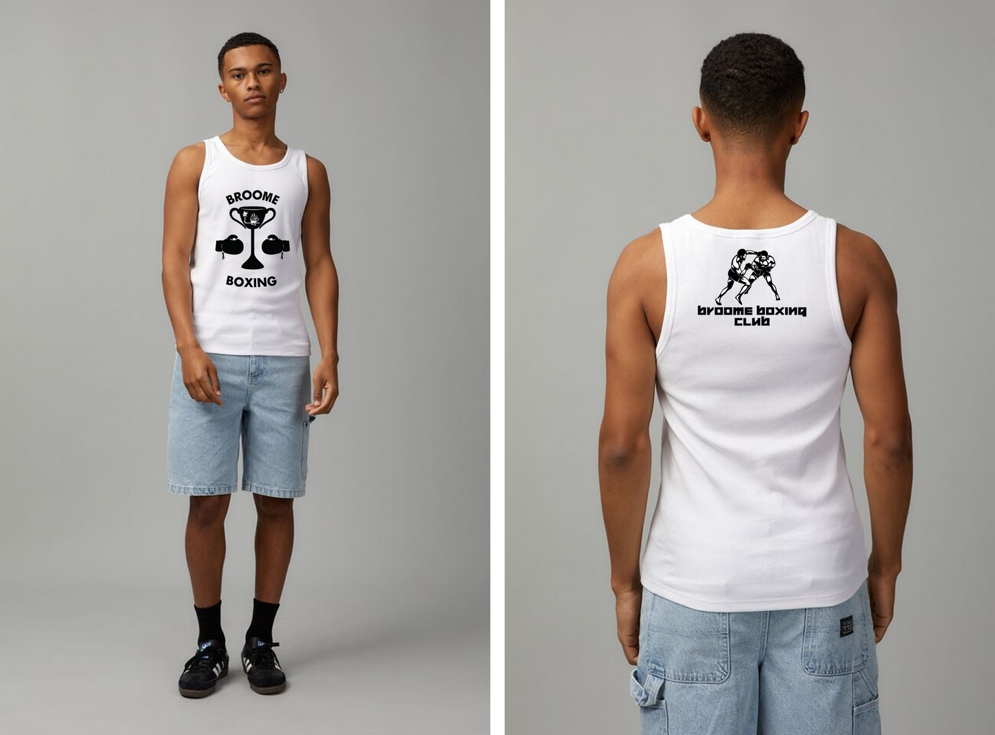 BROOME BOXING CLUB RETRO SINGLET - ADULT - UNISEX WHITE