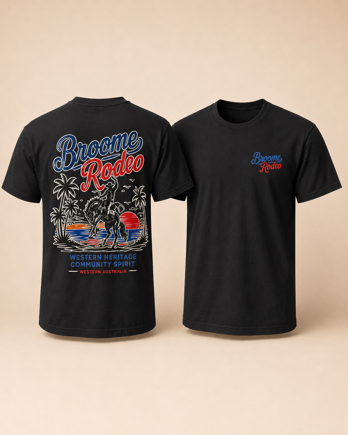 Broome Rodeo - T-shirt - Blue/red design