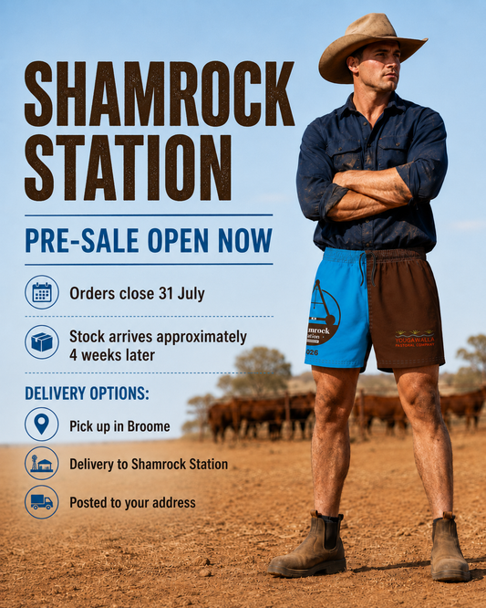 Shamrock Station Footy Shorts - Blue Brown
