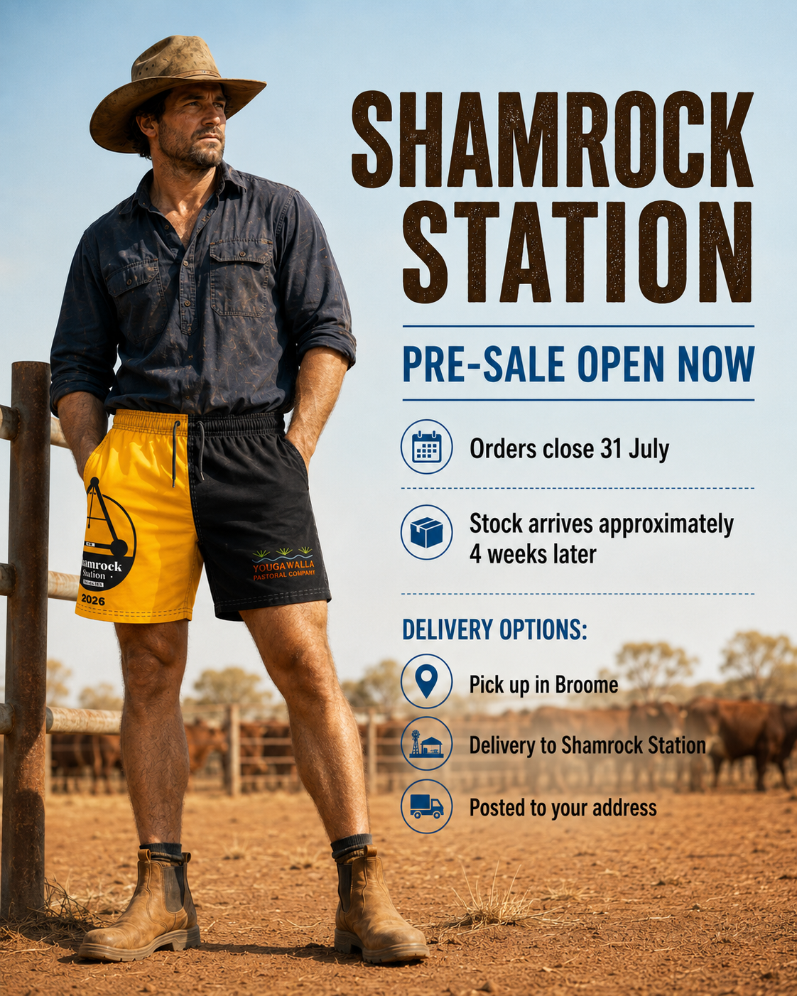 Shamrock Station Footy Shorts - Yellow Black