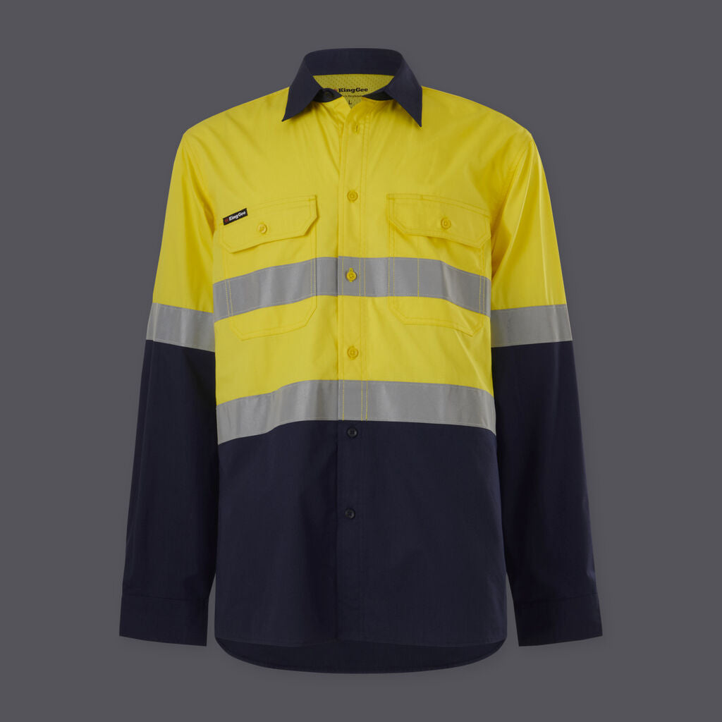 KingGee Mens Workcool Vented Spliced Shirt Taped Long Sleeve