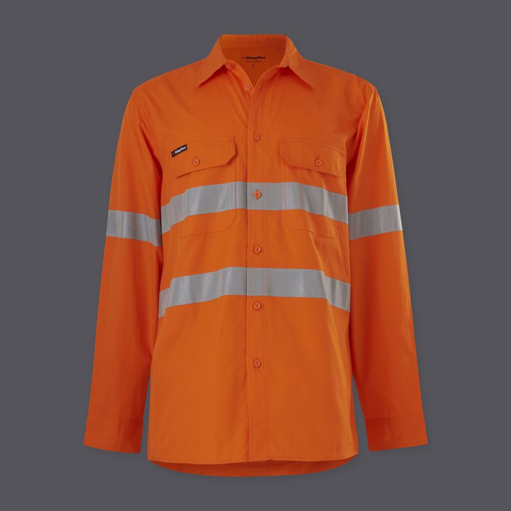 KingGee Mens Workcool Vented Shirt Taped Long Sleeve