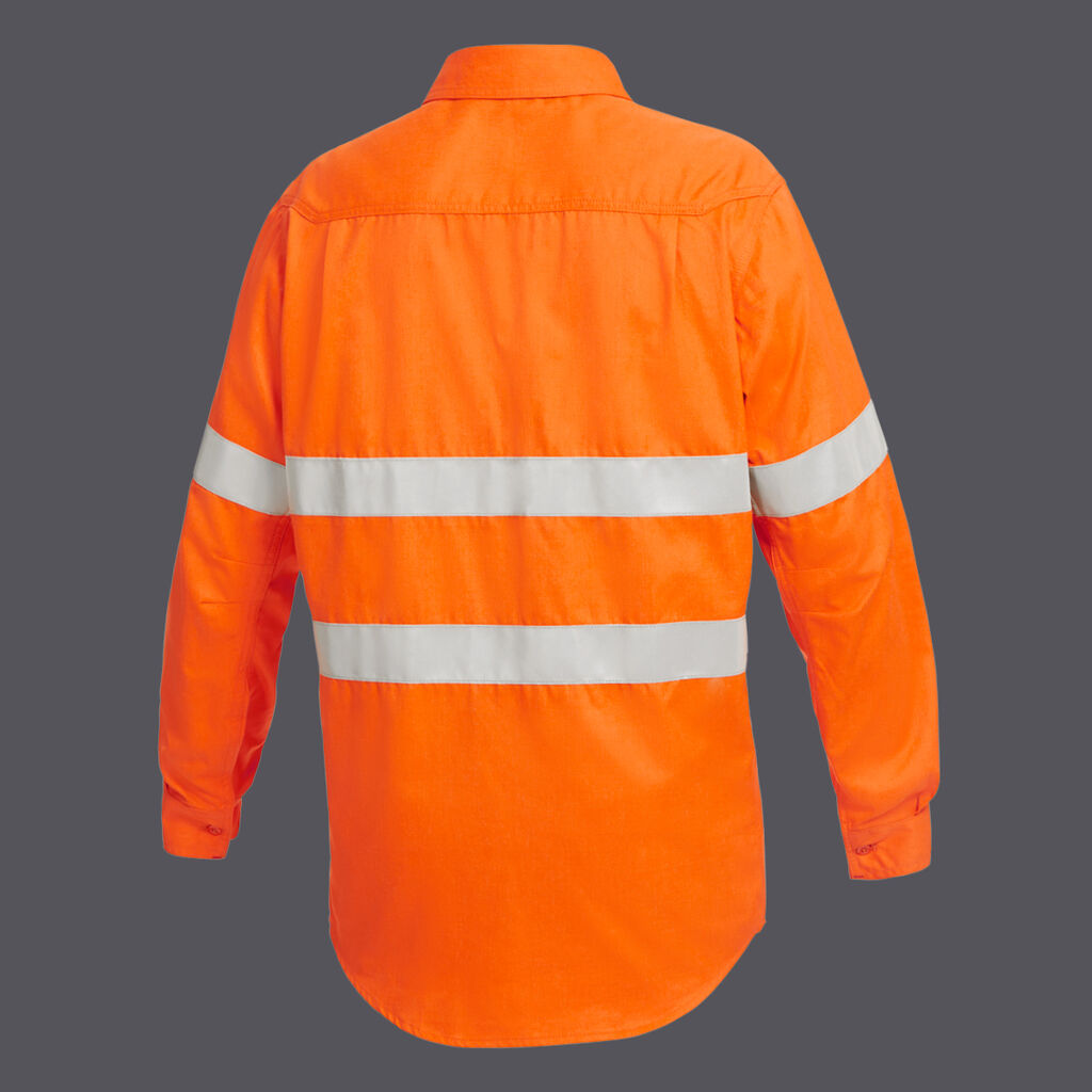 KingGee Mens Shieldtec Lenzing FR Hi-Vis Spliced Open Front Taped Shirt