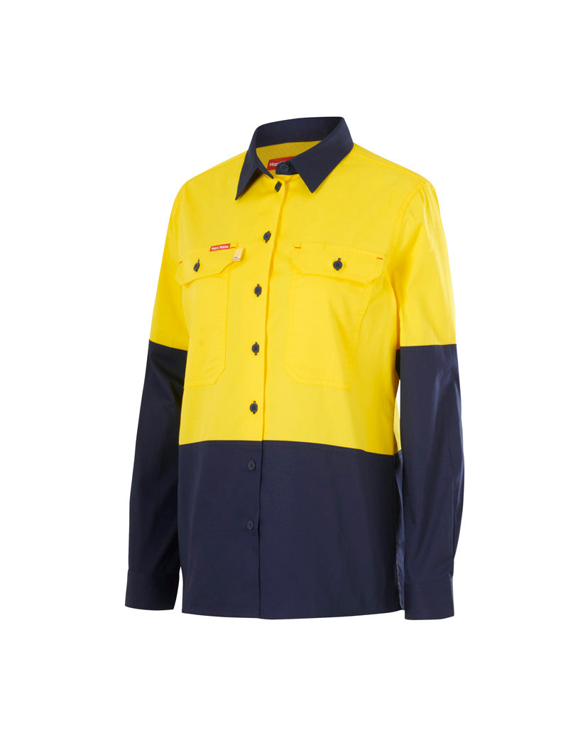 Hard Yakka Core Womens Long Sleeve Hi Vis 2 Tone Vented Shirt