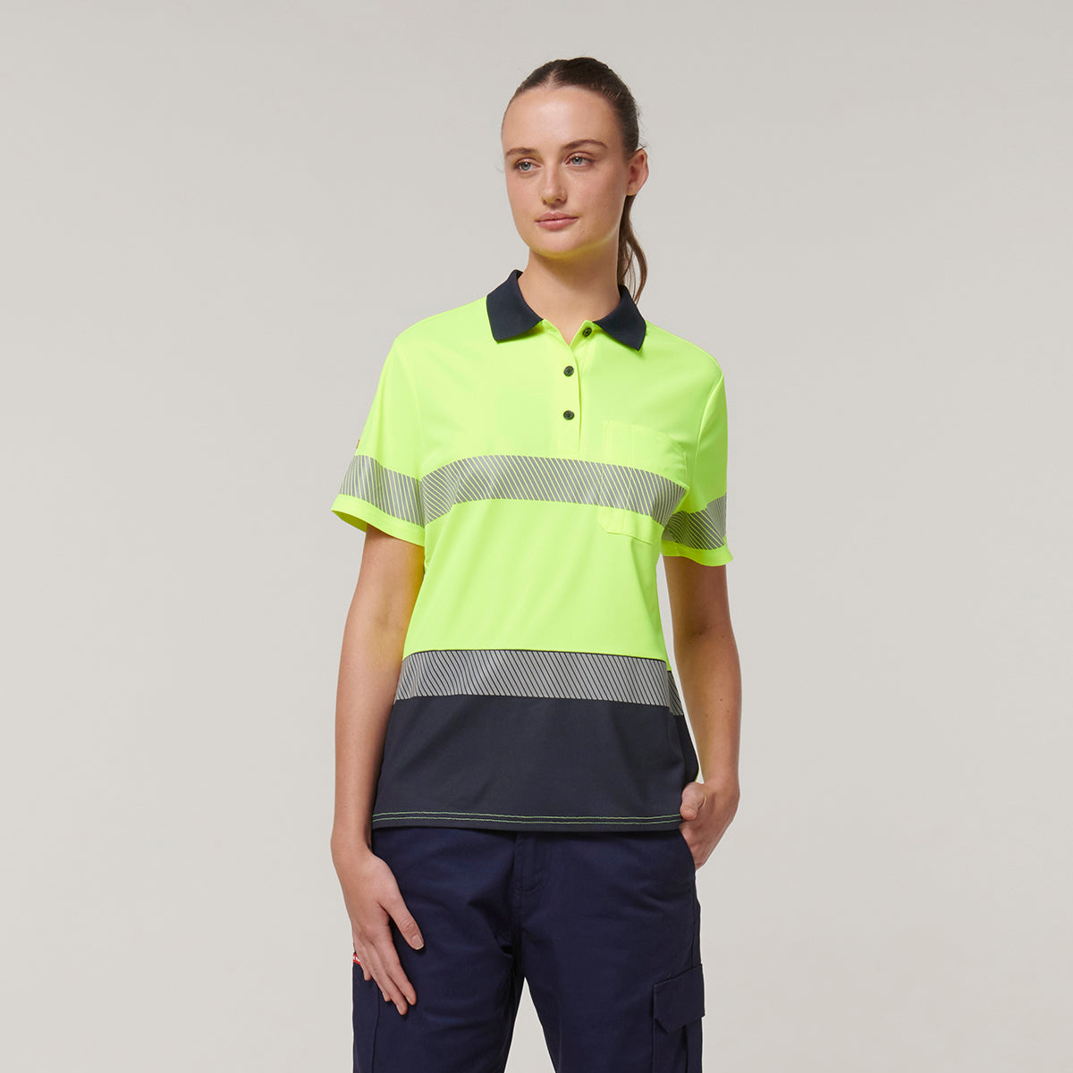 Hard Yakka Womens Short Sleeve Hi Vis Taped Polo