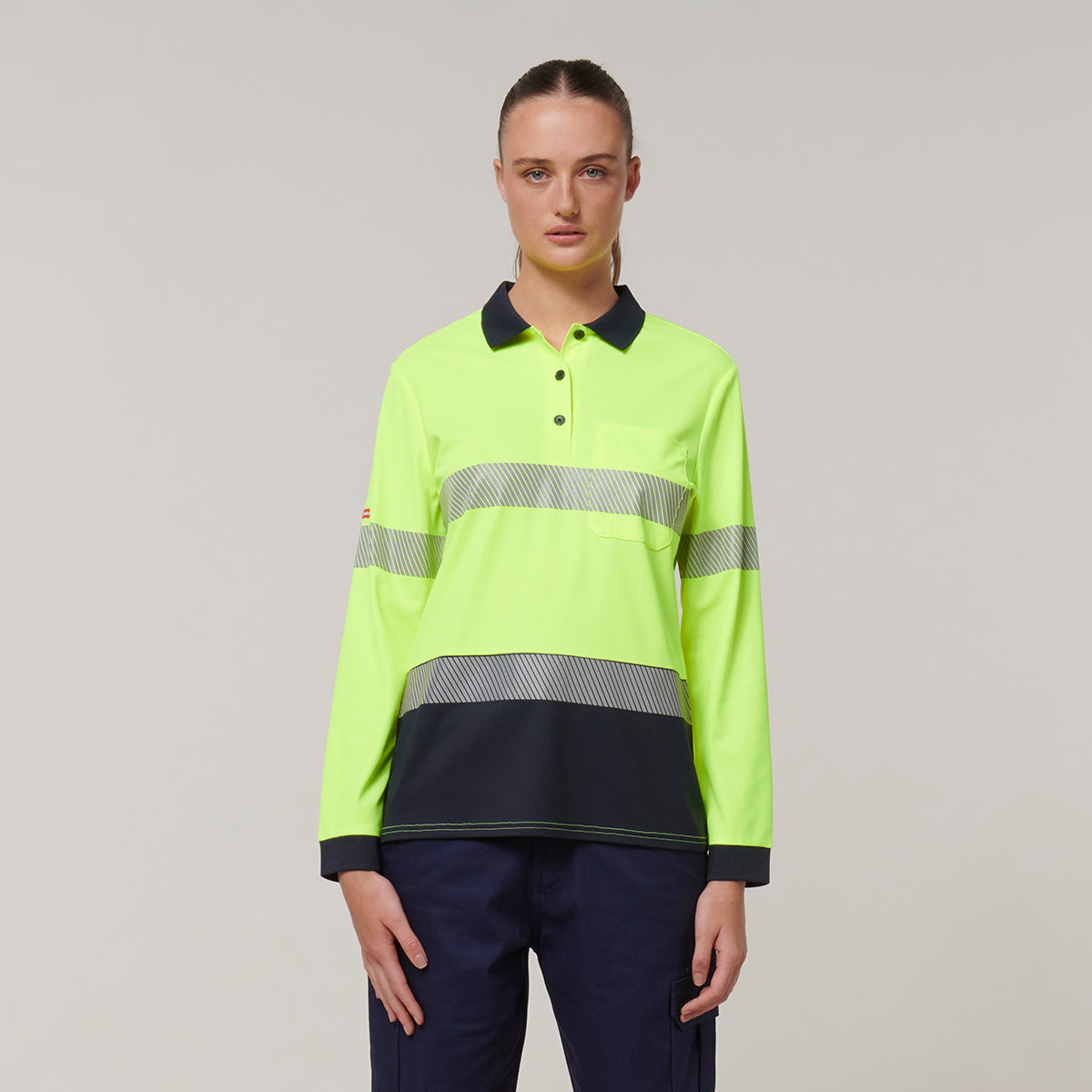Hard Yakka Womens Long Sleeve Hi Vis Taped Polo