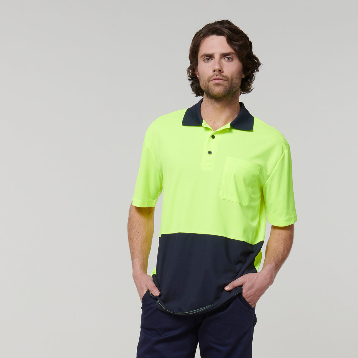 Hard Yakka Mens Short Sleeve Hi Vis Polo